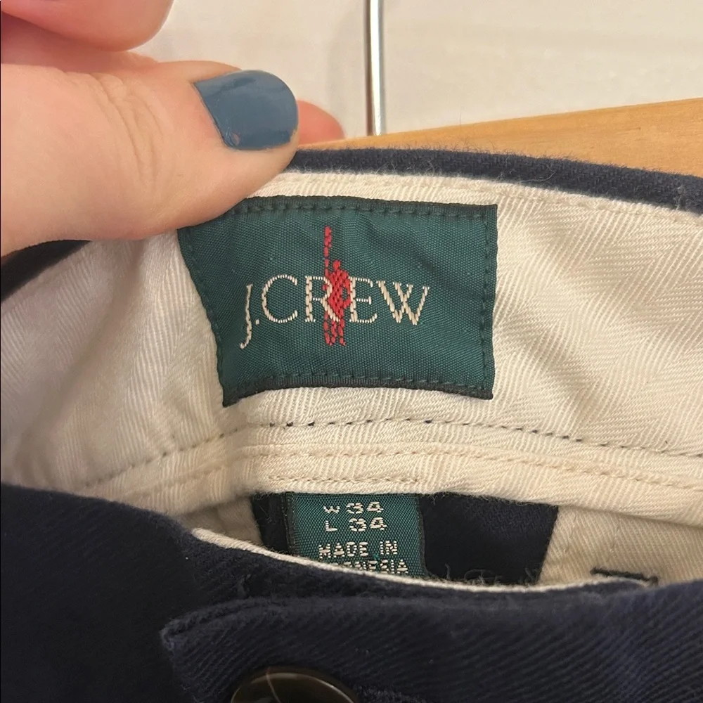 NWT J. Crew Men's Straight-fit creased stretch cotton-blend twill trouser Navy